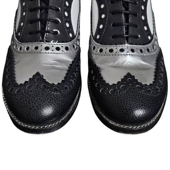 Office of Angela Scott Mr. Doubt Wingtip Brogue Silver Black Leather Oxford 36.5 - Picture 6 of 16